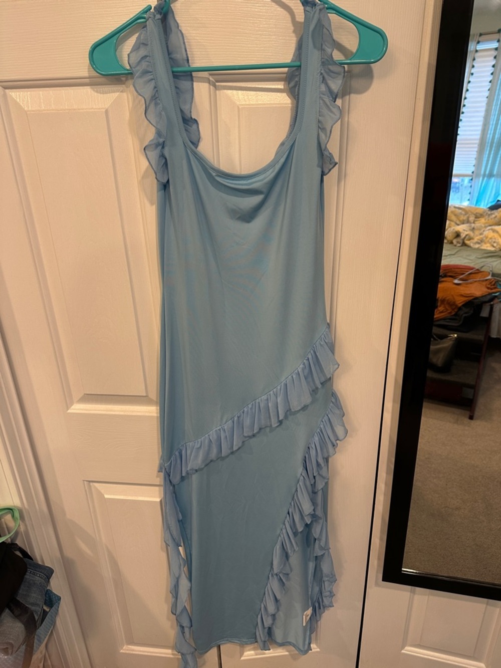 Light Blue Ruffle Maxi Dress - Picture 2 of 2